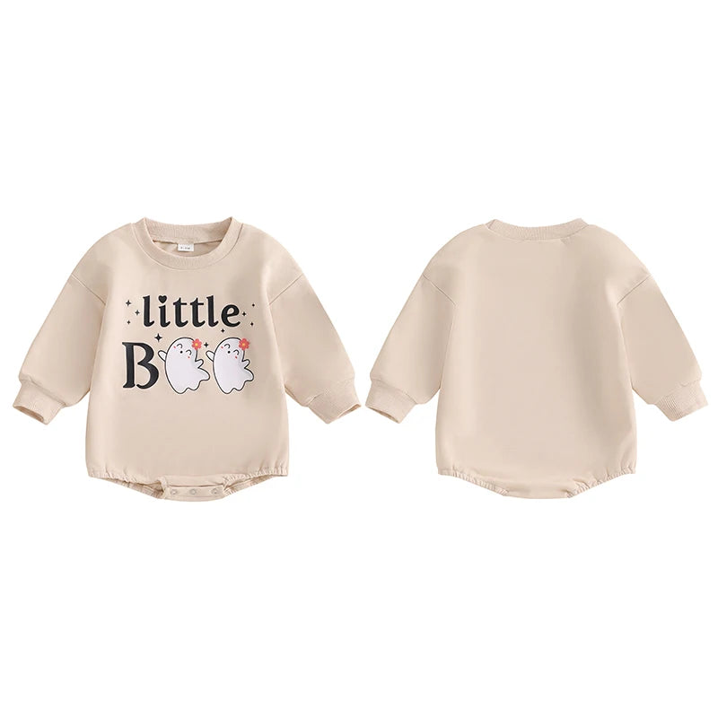 Halloween Outfits! Girl's "Little Boo" Long Sleeve Ghost Sweatshirts