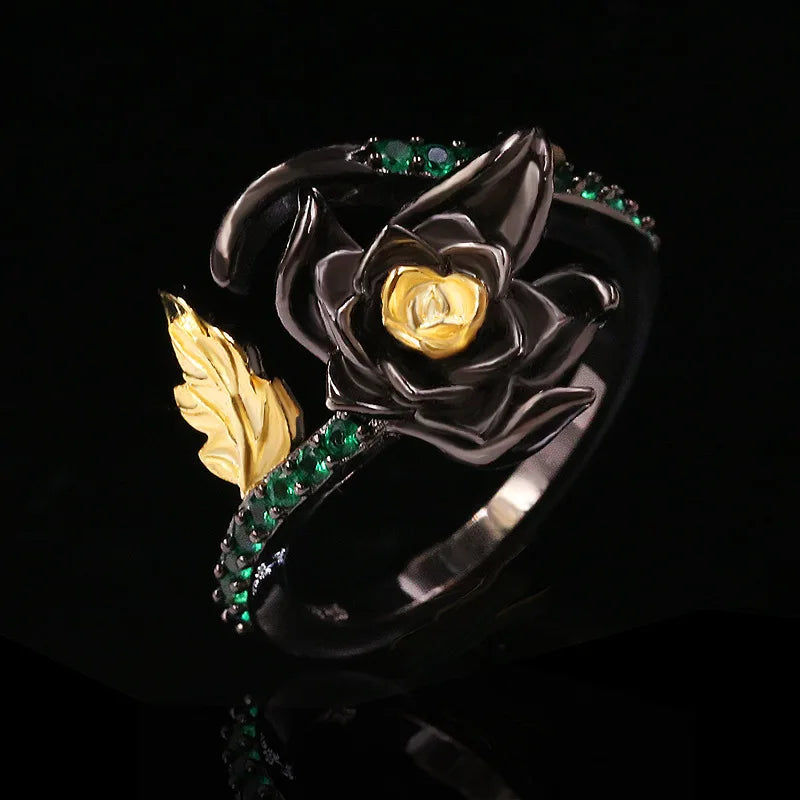 Elegant Moonstone Zircon Black & Gold Series Rings