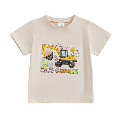 Boy's "Eggscavation" Excavator Easter T-Shirts