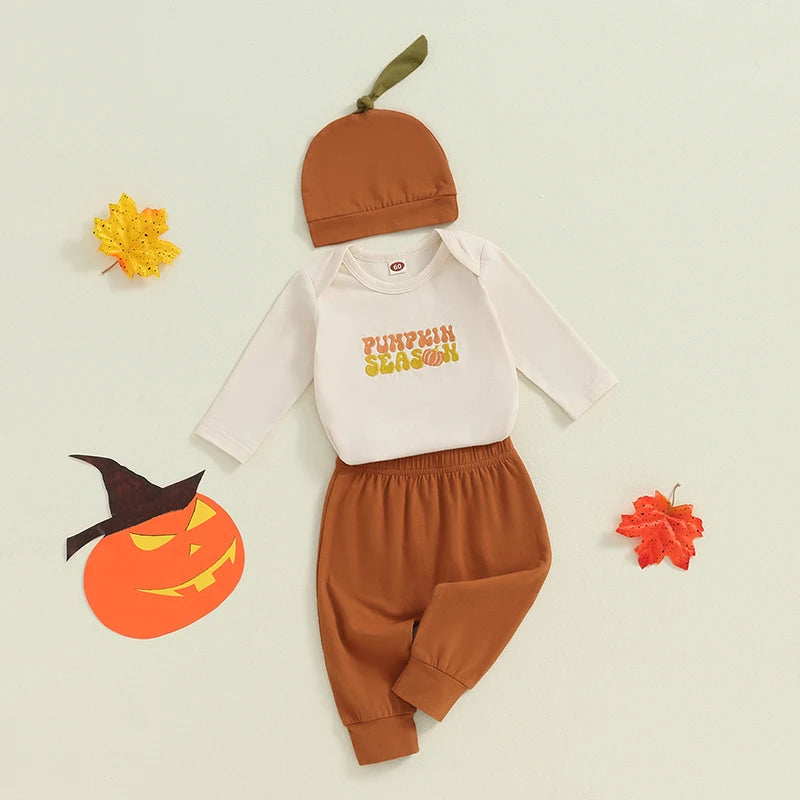 3-Piece Halloween Outfits! Boy’s Long Sleeve Rompers, Pants & Hat Sets