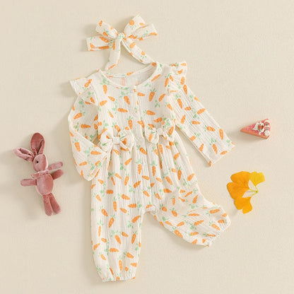 Girl's Easter Carrot/Bunny Jumpsuit & Headband