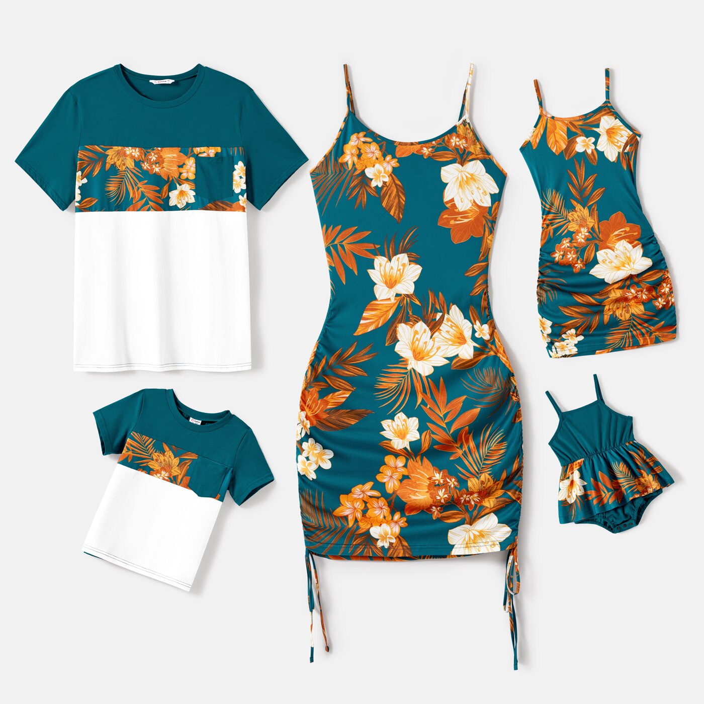 Family Matching! Floral Ruched Cami Dresses, Rompers & T-shirts