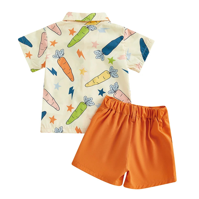 Boy's Easter Bow-Tie Button-Up Shirt & Shorts Sets