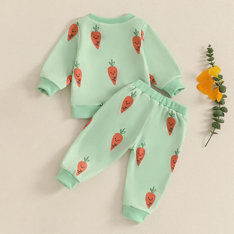 Boy's & Girl's 2-Piece Easter Carrot Sweatshirt & SweatpantsSets