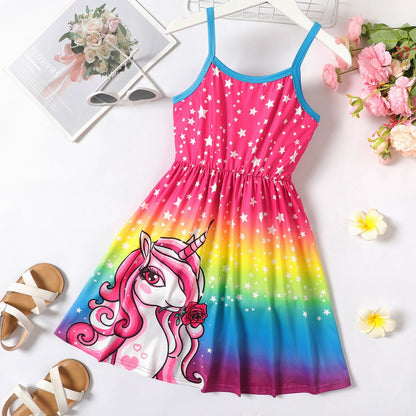 Girls Unicorn Star Colorblock Slip Dress