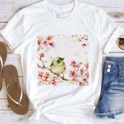 Artsy Tees & Watercolor Birds & Flowers Short Sleeve T-shirts