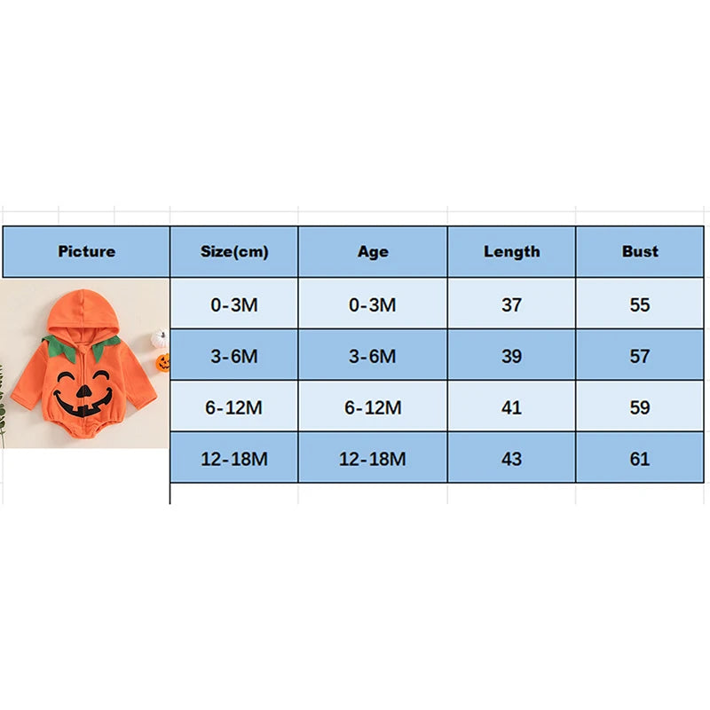 Halloween Costumes! Boy's & Girl's Long Sleeve Hooded Zip-Up Pumpkin Onesie