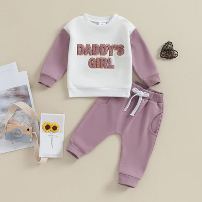 2-Piece Fall Outfits! Girl’s Long Sleeve Sweatshirt Rompers & Pants Sets