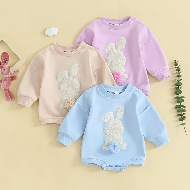 Boy's & Girl's Embroidered Easter Bunny Sweatshirt Onesies