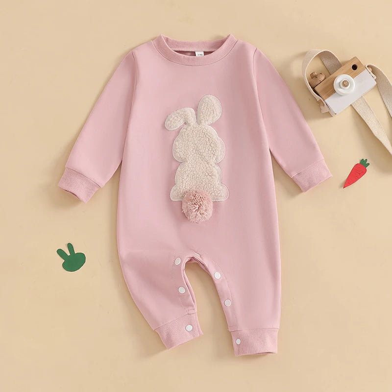 Girl's & Boy's Easter Bunny Embroidered Jumpsuit