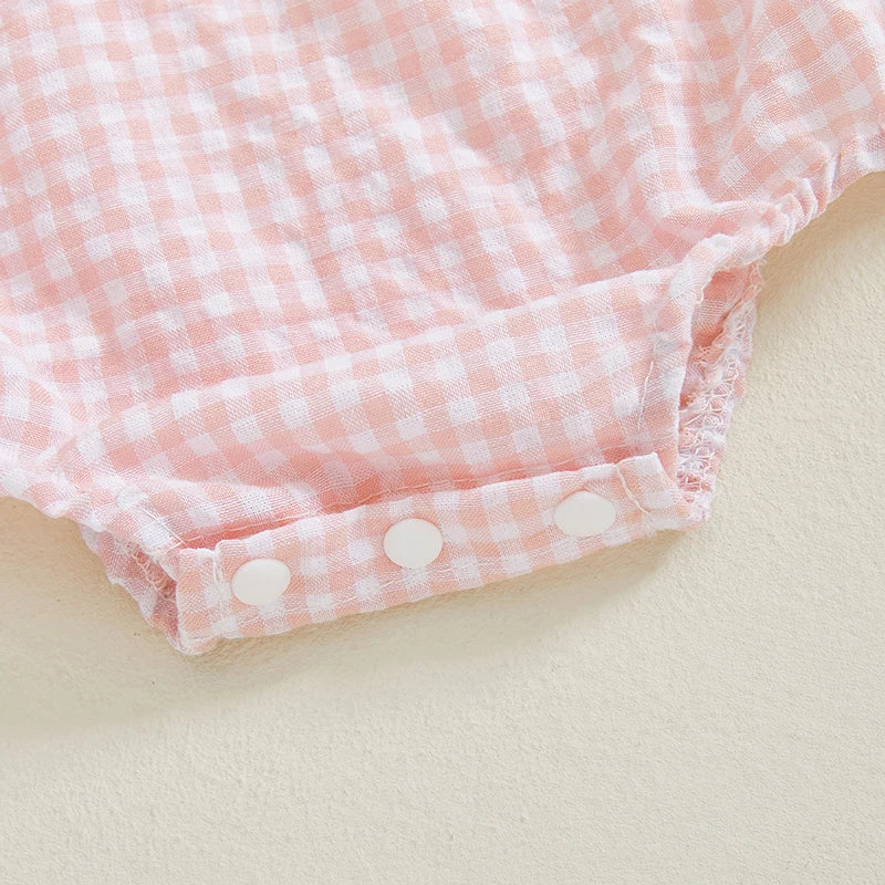 Girl's Embroidered Doll Collar Heart Rompers