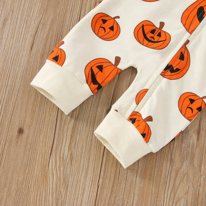 Halloween Rompers! Boy's & Girl's Long Sleeve Zip Pumpkin Rompers