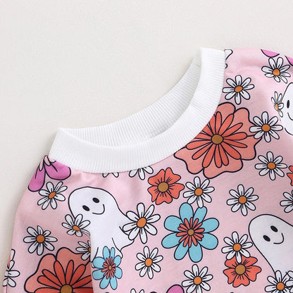 Halloween Outfits! Girl's Ghost, Flower Long Sleeve Fall Shirts