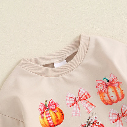 Fall Onesies! Girl's Bow Pumpkin Sweatshirts