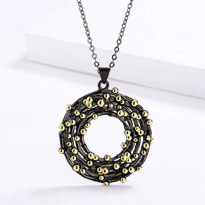 Necklace Polka Dot Circle Necklace Classic Black & Gold Style Chain