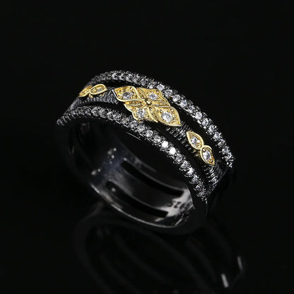 Black & Gold Style Geometric Rings