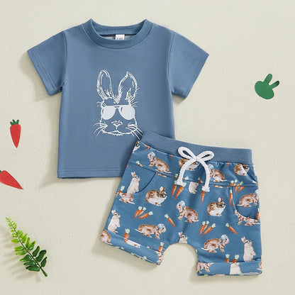 Boy's & Girl's Easter Bunny Shirt & Shorts Sets