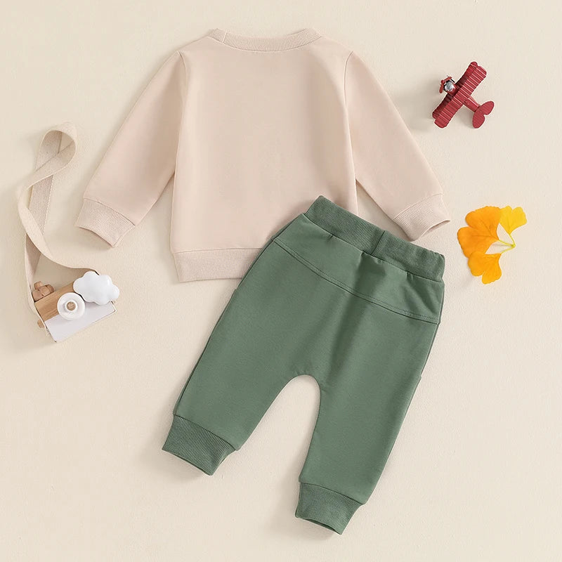 2-Piece Fall / Winter Outfits! Boy's "A Little Dirt Never Hurt" Tractor Sweatshirt & Pants Sets