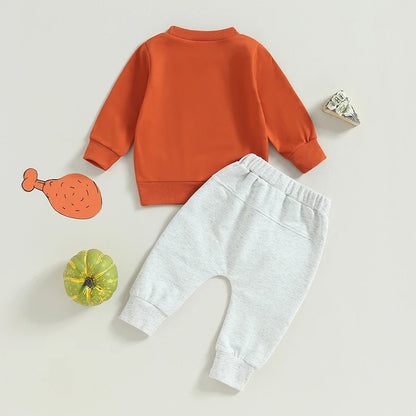 2-Piece Thanksgiving Outfits! Boy's & Girl's "Gobble Gobble" Fall Sweatshirt & Pants Sets