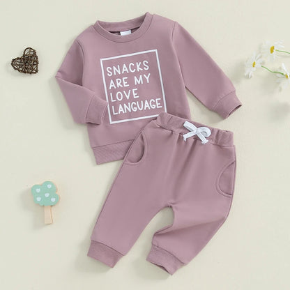 2-piece Fall Sets! Girl's *Snacks Are My Love Language* Sweatshirts & Sweatpants