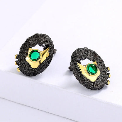 Black & Gold Style Emerald Zircon Earrings