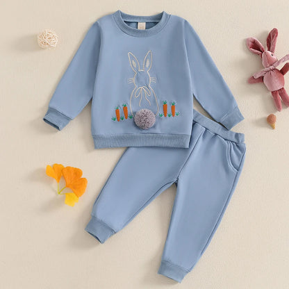 Boy's & Girl's 2-Piece Easter Bunny Fluff Tail Sweatshirt & Pants