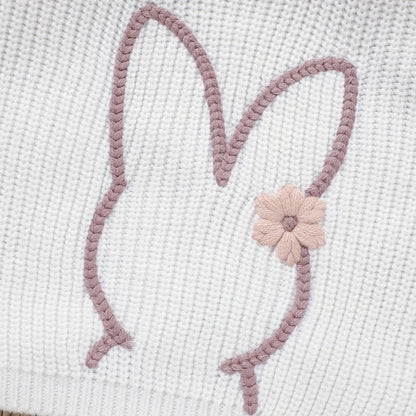 Girl's Embroidered Easter Bunny Knit Sweaters