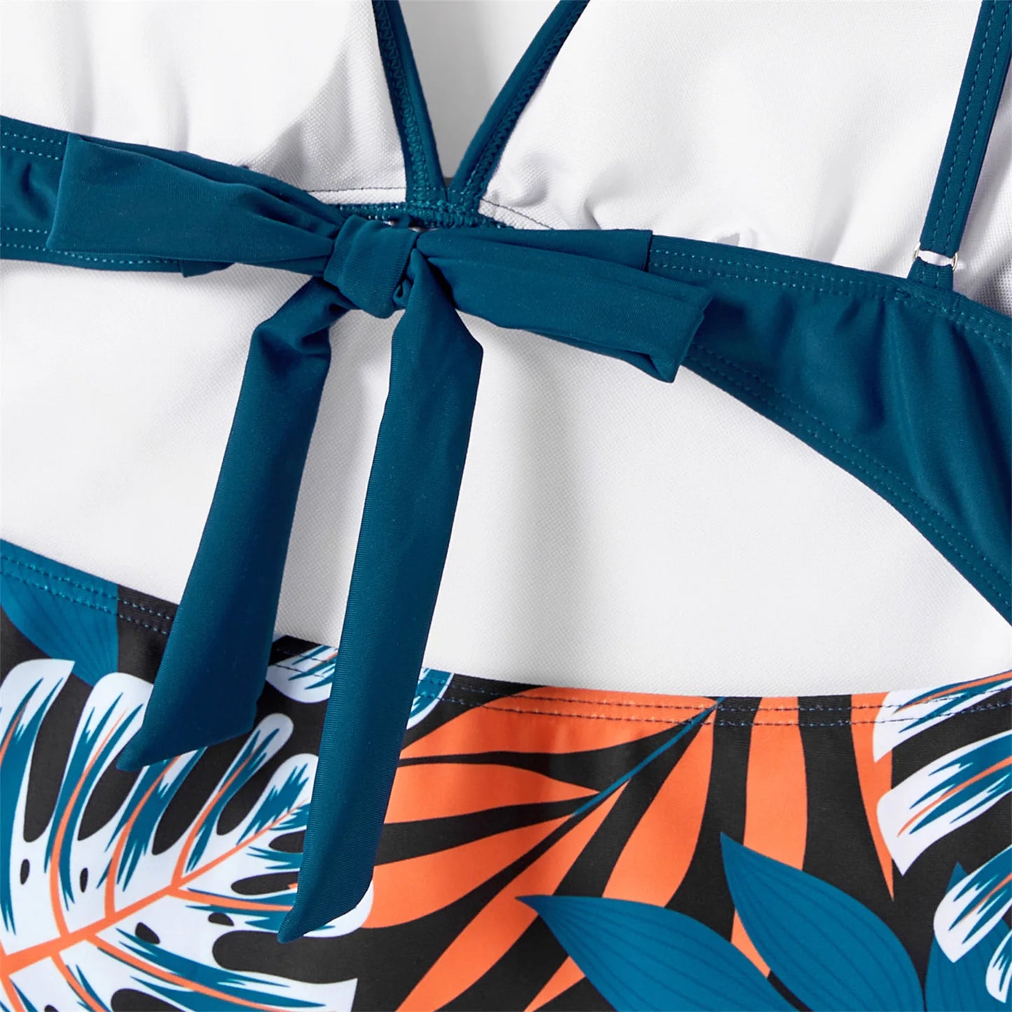 Family Matching! Plant Print Scallop Edge Spliced One-piece Swimsuit & Swim Trunks