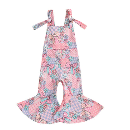 Girl's Sleeveless Easter Floral Jumpsuit & Suspender Pants Sets