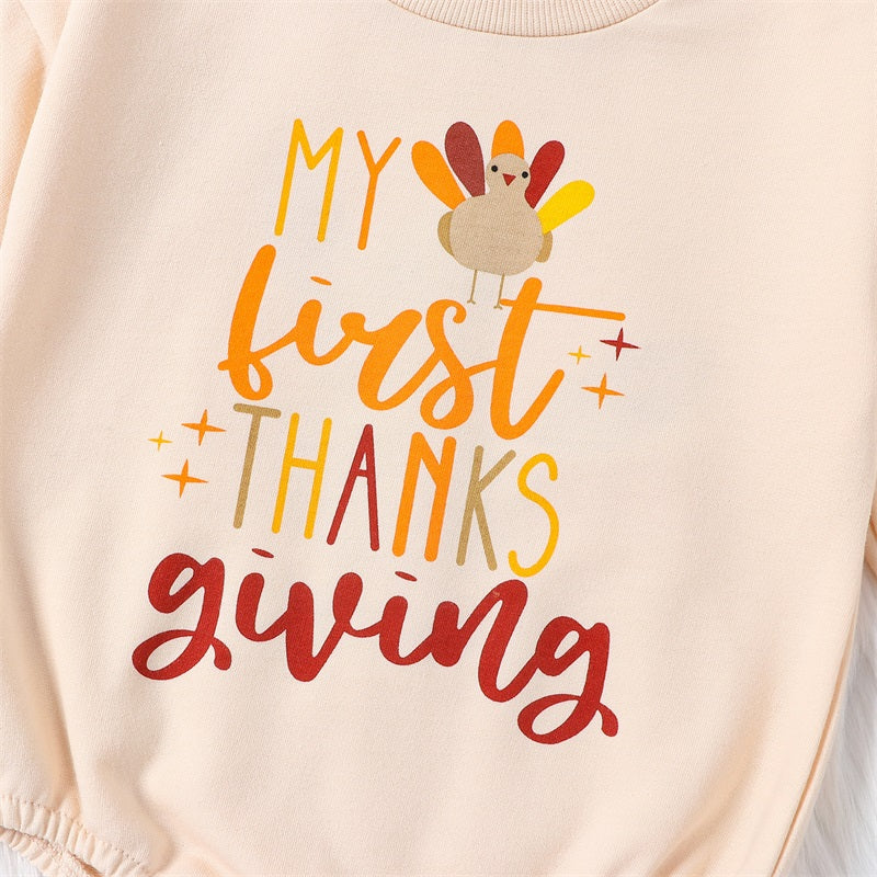 Girl's & Boy's *My First Thanksgiving* Long Sleeve Onesies