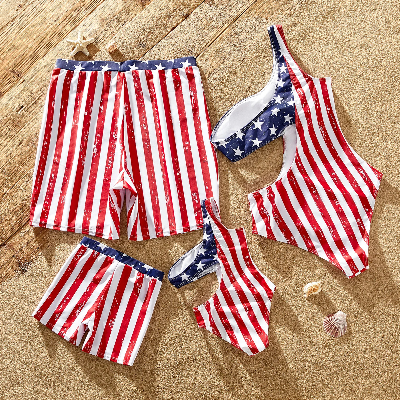 Family Matching! Stars & Stripes Swimsuits & Trunks