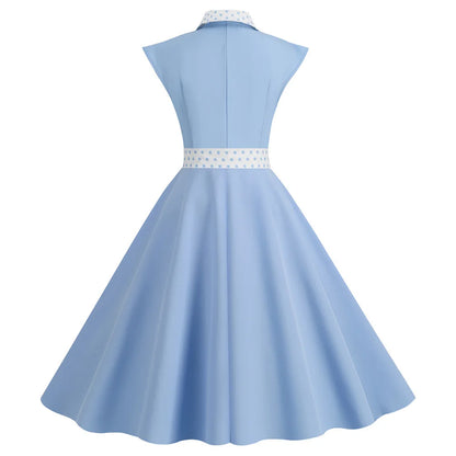 Womens Cap Sleeve Bow Front Collar Dresses