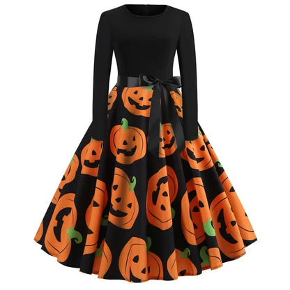 Halloween Dresses! Long Sleeve Pumpkin Party Dress