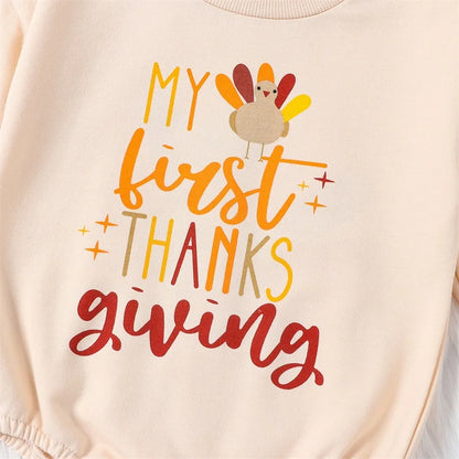 Girl's & Boy's *My First Thanksgiving* Long Sleeve Onesies