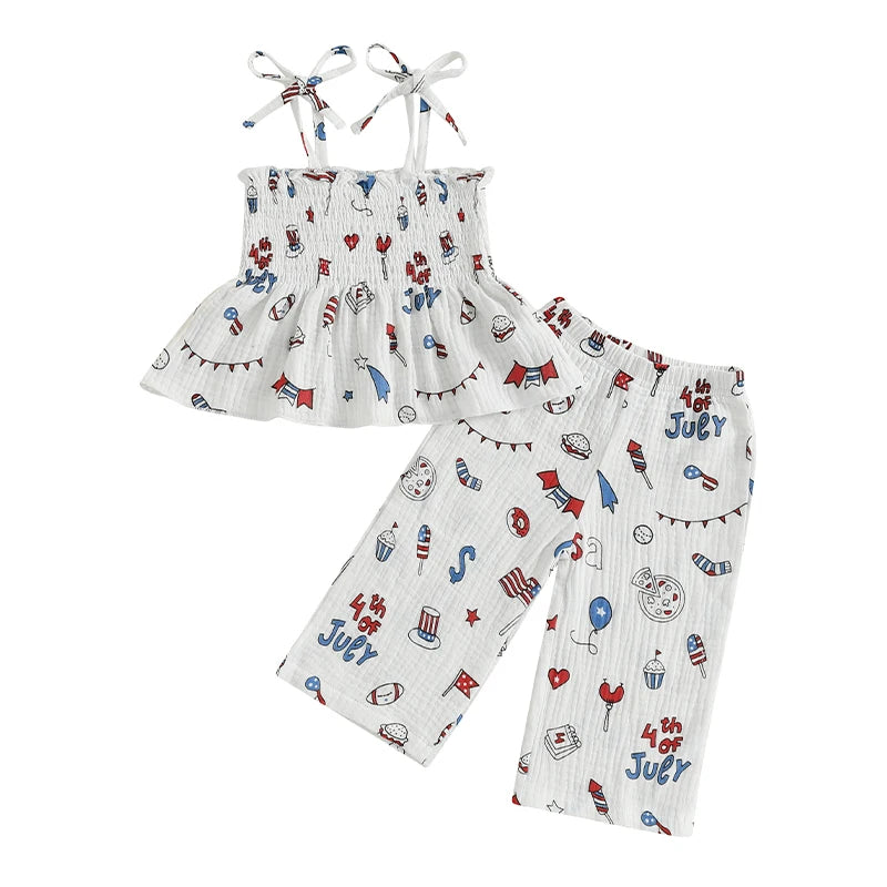 Girl's 2-Piece 4th of July Cami & Pants Sets