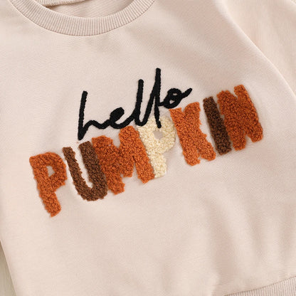 2-Piece Fall Outfits! Boy's & Girl's "Hello Pumpkin" Halloween & Thanksgiving Sweatshirt & Pants Sets