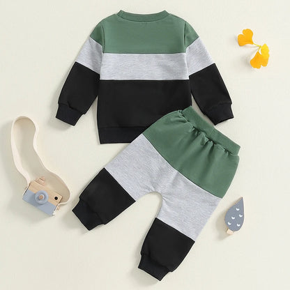 2-Piece Fall Outfits! Boy’s Long Sleeve Onesies & Pants Sets