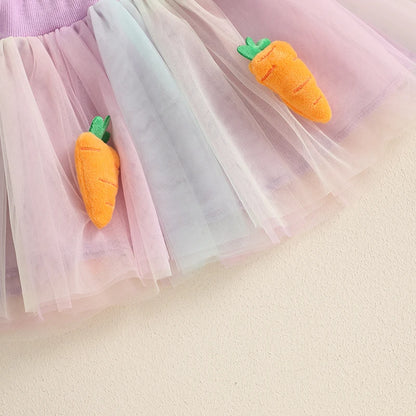 Girl's Easter Bunny T-shirt & Plush Carrot Tulle Skirt Set