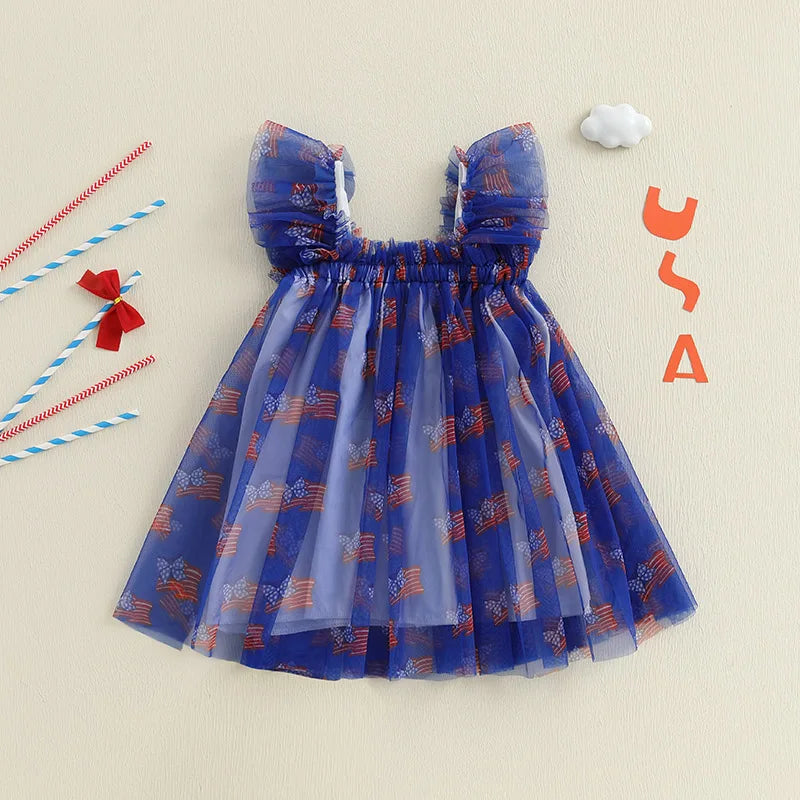 Girl's Tulle Red, White & Blue 4th of July Dresses