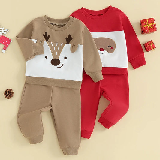 2-Piece Christmas Outfits! Boy’s Long Sleeve Sweatshirt & Pants Sets