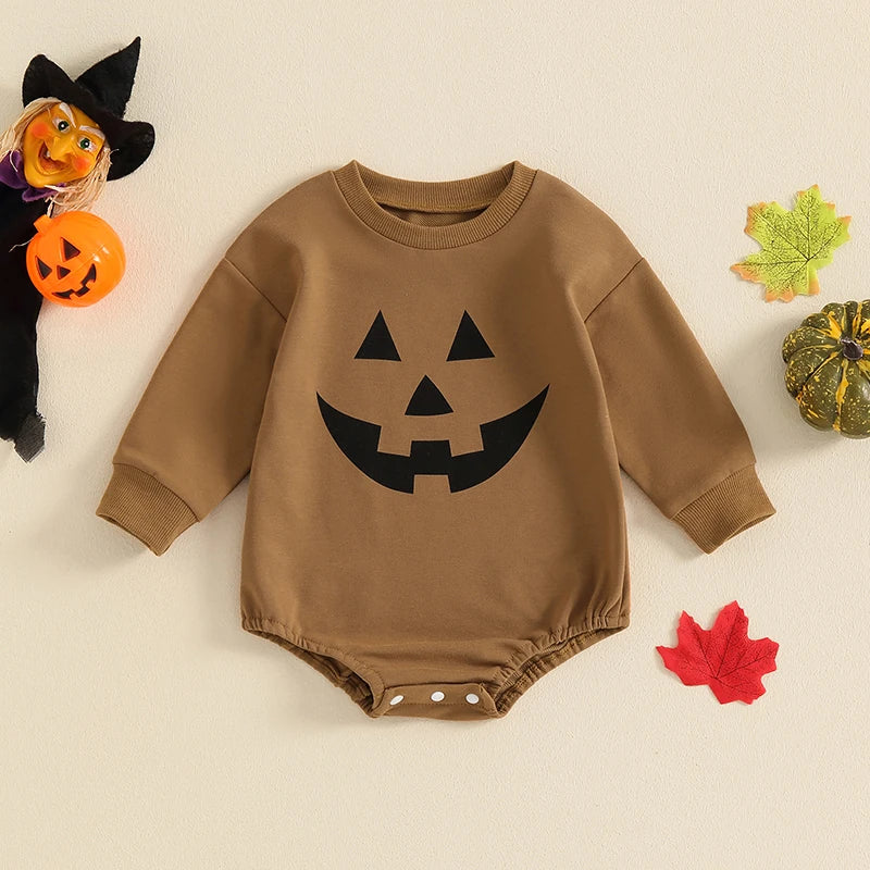 Girl's & Boy's Halloween Pumpkin Sweatshirt Onesies