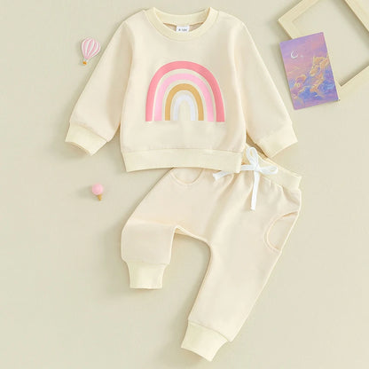 Girl's Rainbow Sweatshirt & Pants Sets