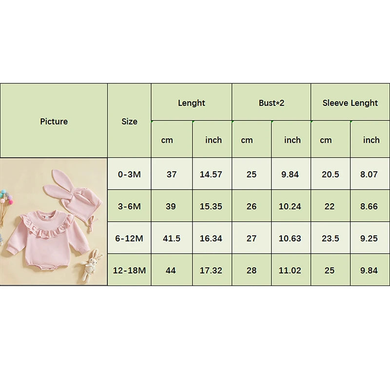 Girl's Ruffled Easter Bunny Tail Onesie & Bunny Ear Hat Sets