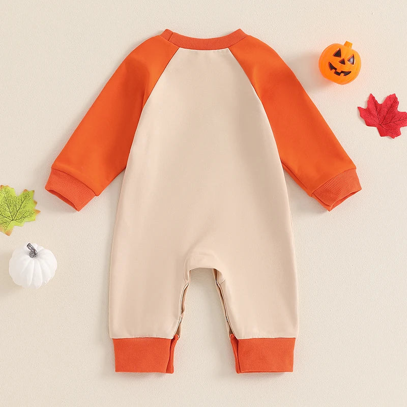 Halloween Outfits! Boy's & Girl's Embroidered Long Sleeve Ghost Pumpkin Rompers