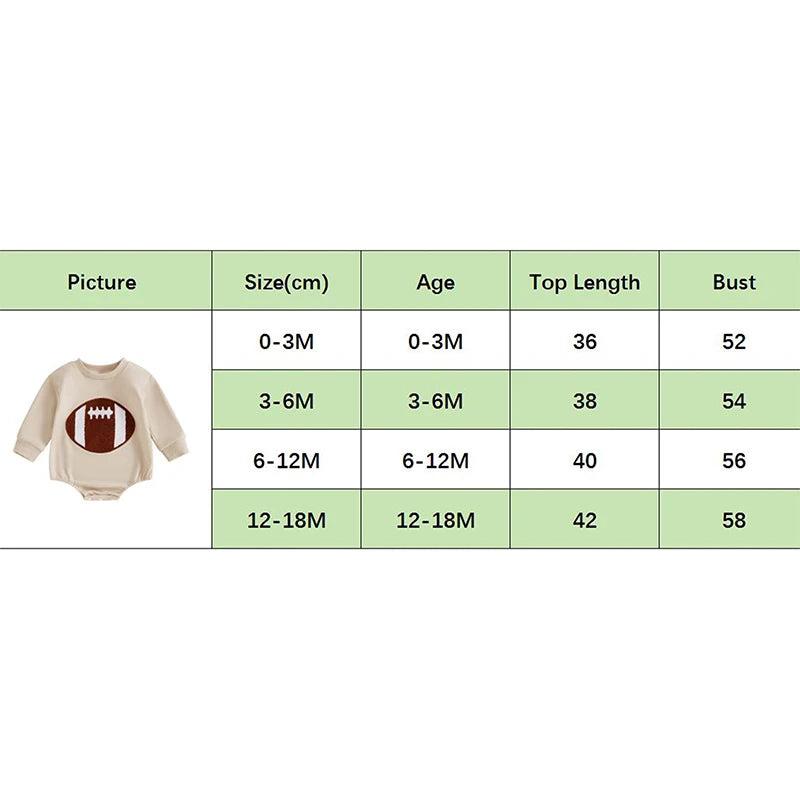 Boy's Football Embroidered Sweatshirt Rompers