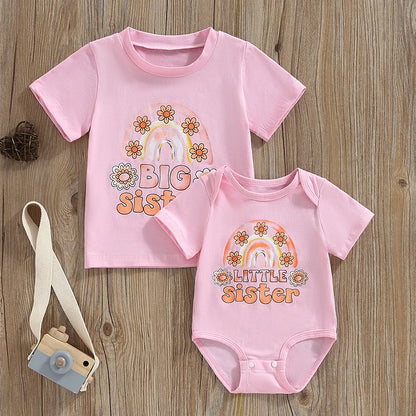 T-Shirts, Fall, Girl’s Short Sleeve Flower Rompers & Bow Sets