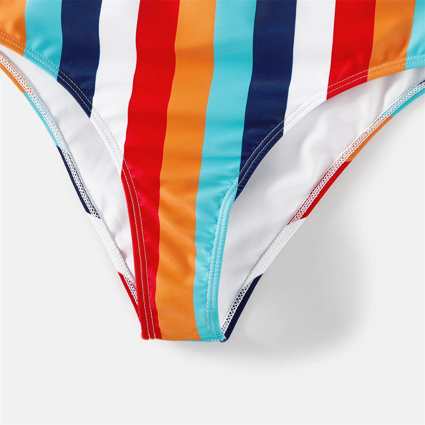 Family Matching! Multicolor Striped Two Piece Bikini Swimsuits & Trunks