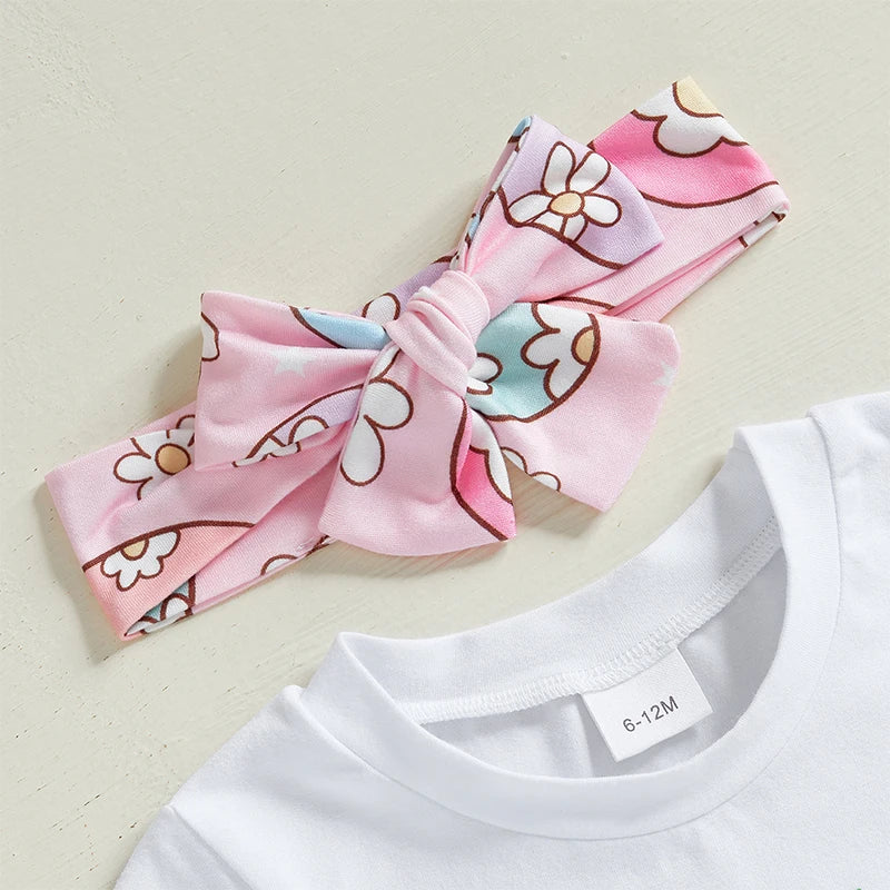 Girl's "Hip Hop" Easter T-Shirts, Flare Pants & Bow Headband Sets