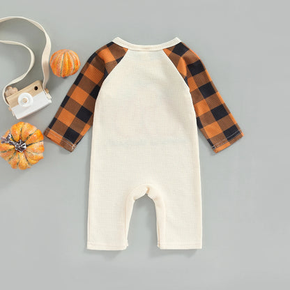 Halloween Outfits! Boy's & Girl's Plaid "Cutest in the Patch" Pumpkin Romper