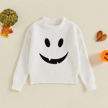 Halloween Sweaters! Boy’s & Girl’s Long Sleeve Embroidered Ghost, Sweaters